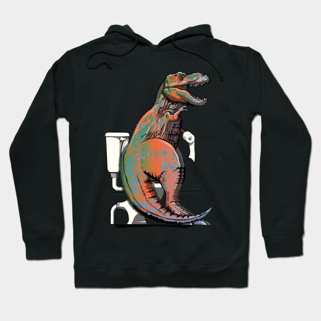 Dinosaur Trex on the Toilet Hoodie by InTheWashroom